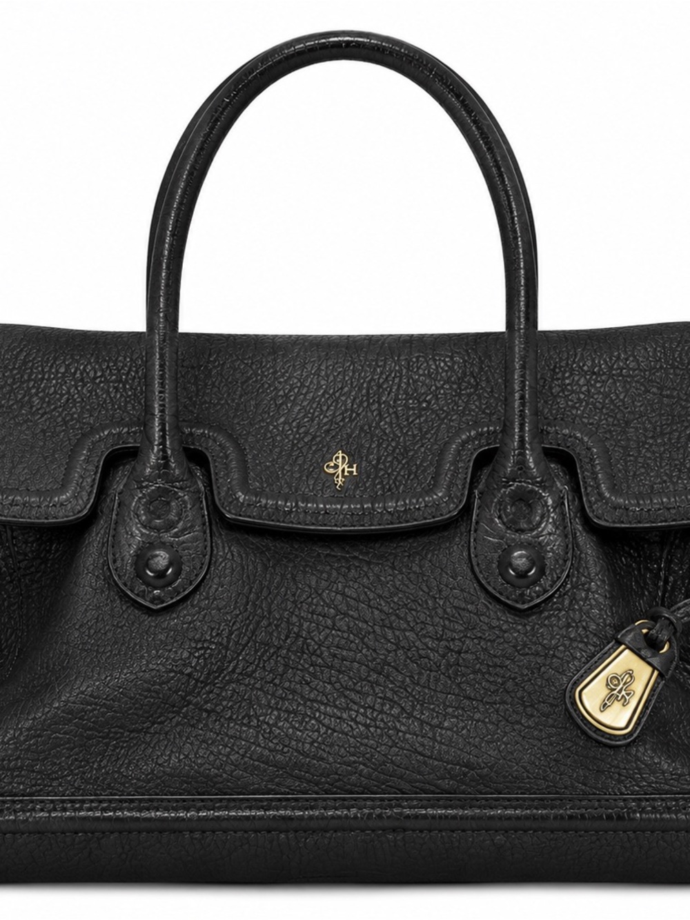 Cole Haan Brooke Pebble Leather Satchel Handbag with Gold Hardware